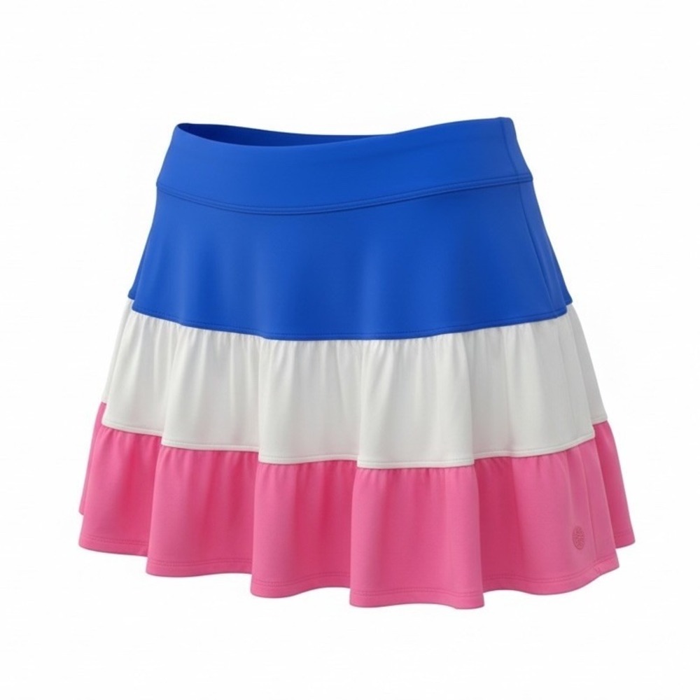 Lilly Pulitzer Blue White Pink Tiered tennis Skort with Ruffle Hem LUXLETIC